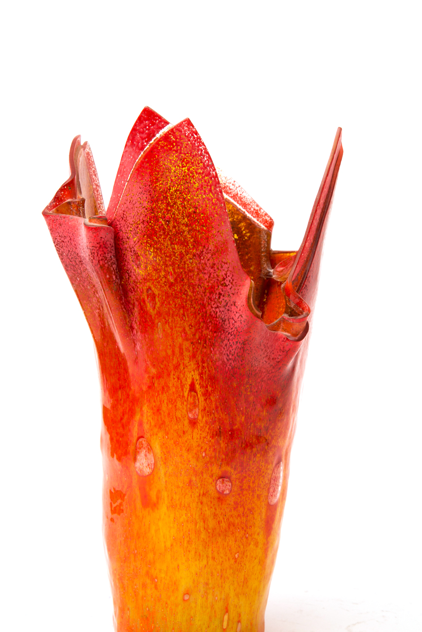 Orange And Yellow Art Glass Vase