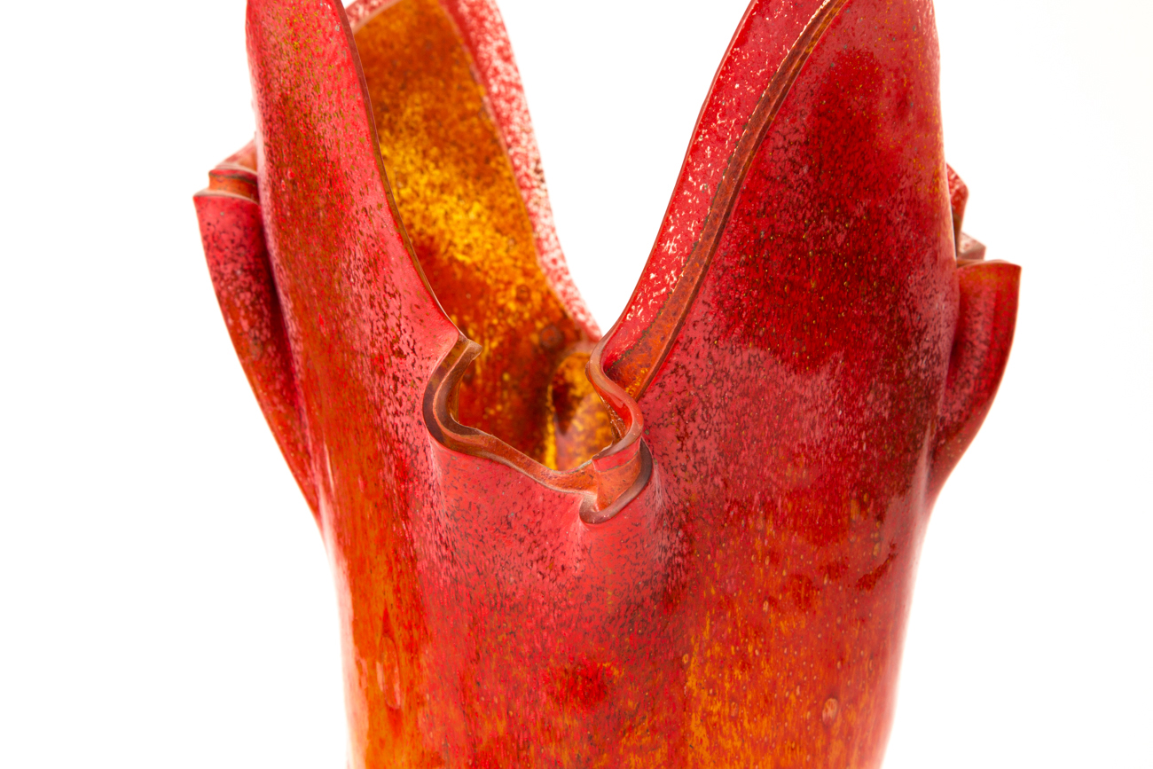 Orange And Yellow Art Glass Vase