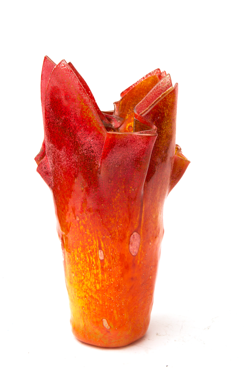 Orange And Yellow Art Glass Vase