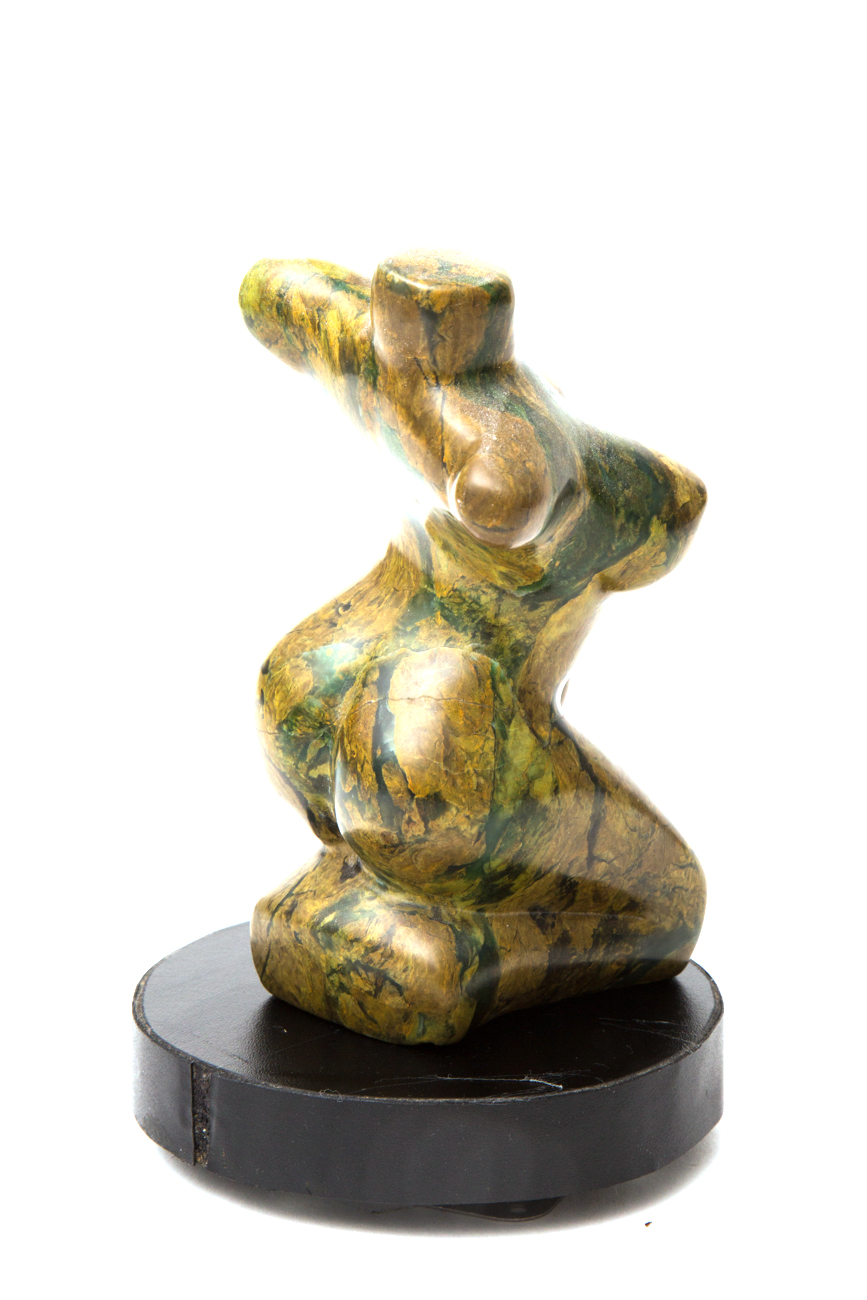 Small Shona Stone Female Torso On Rotating Stand
