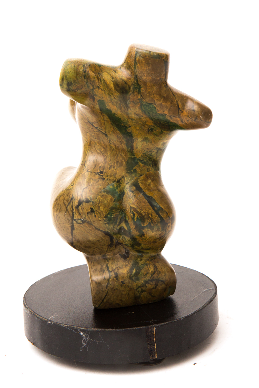 Small Shona Stone Female Torso On Rotating Stand