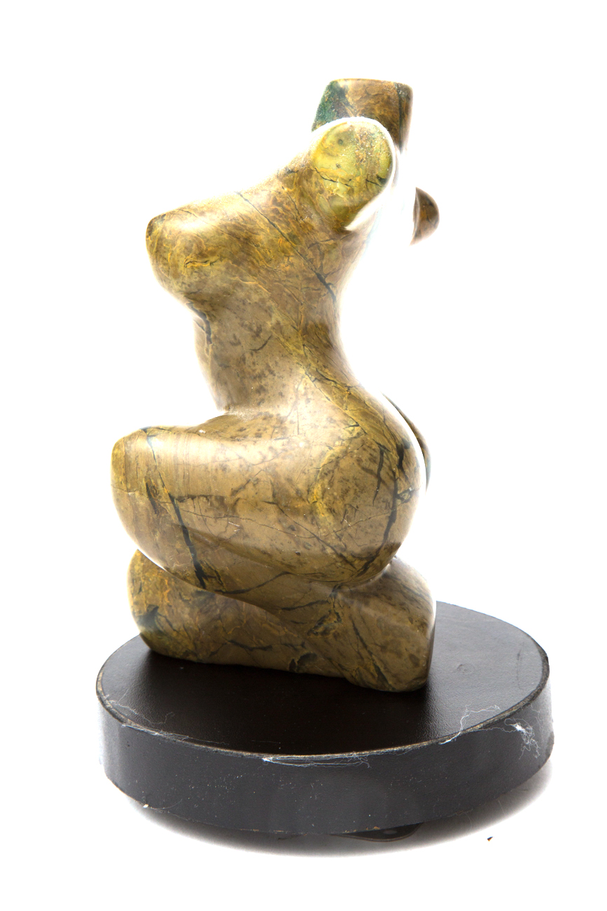 Small Shona Stone Female Torso On Rotating Stand