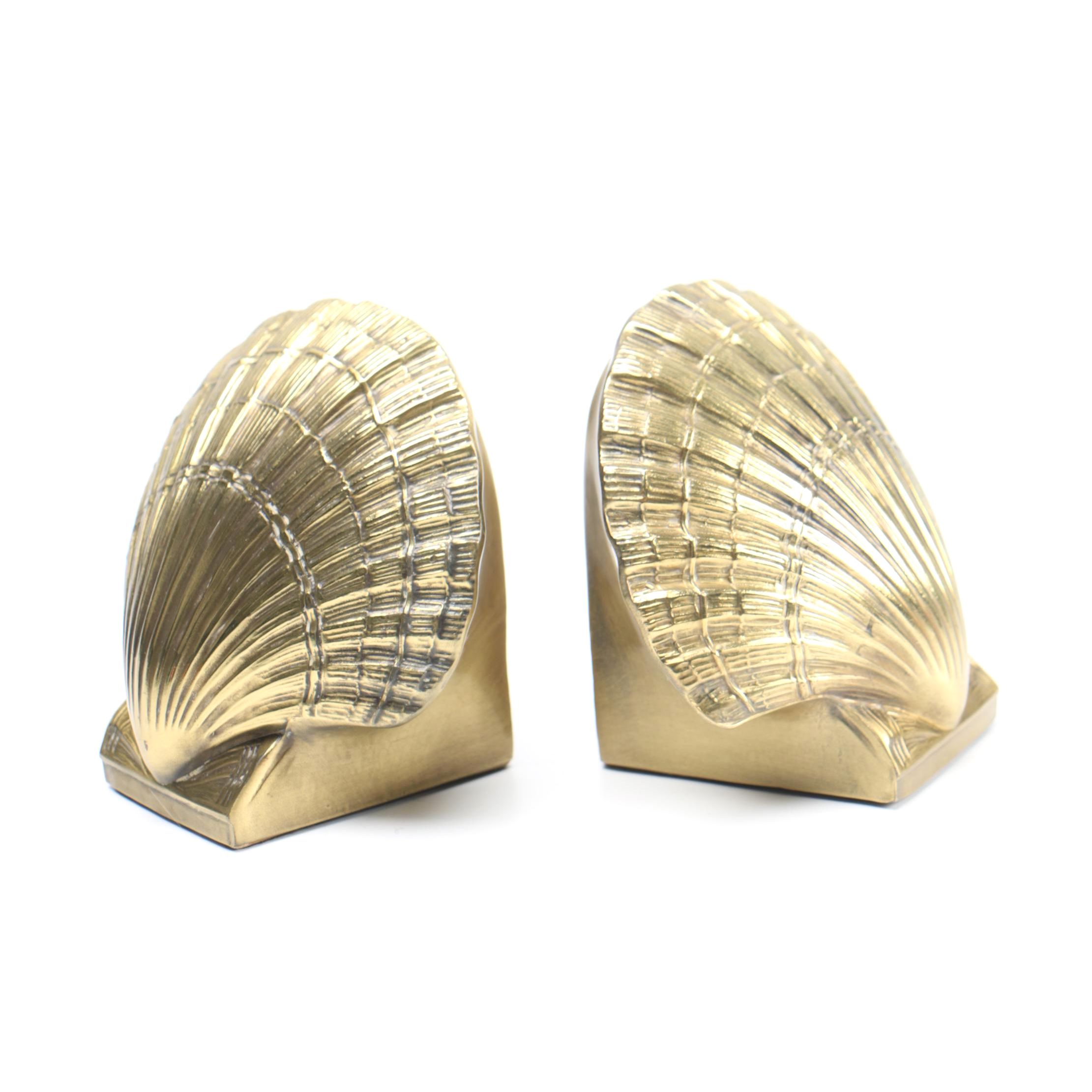 Brass Scallop Shell Style Bookends