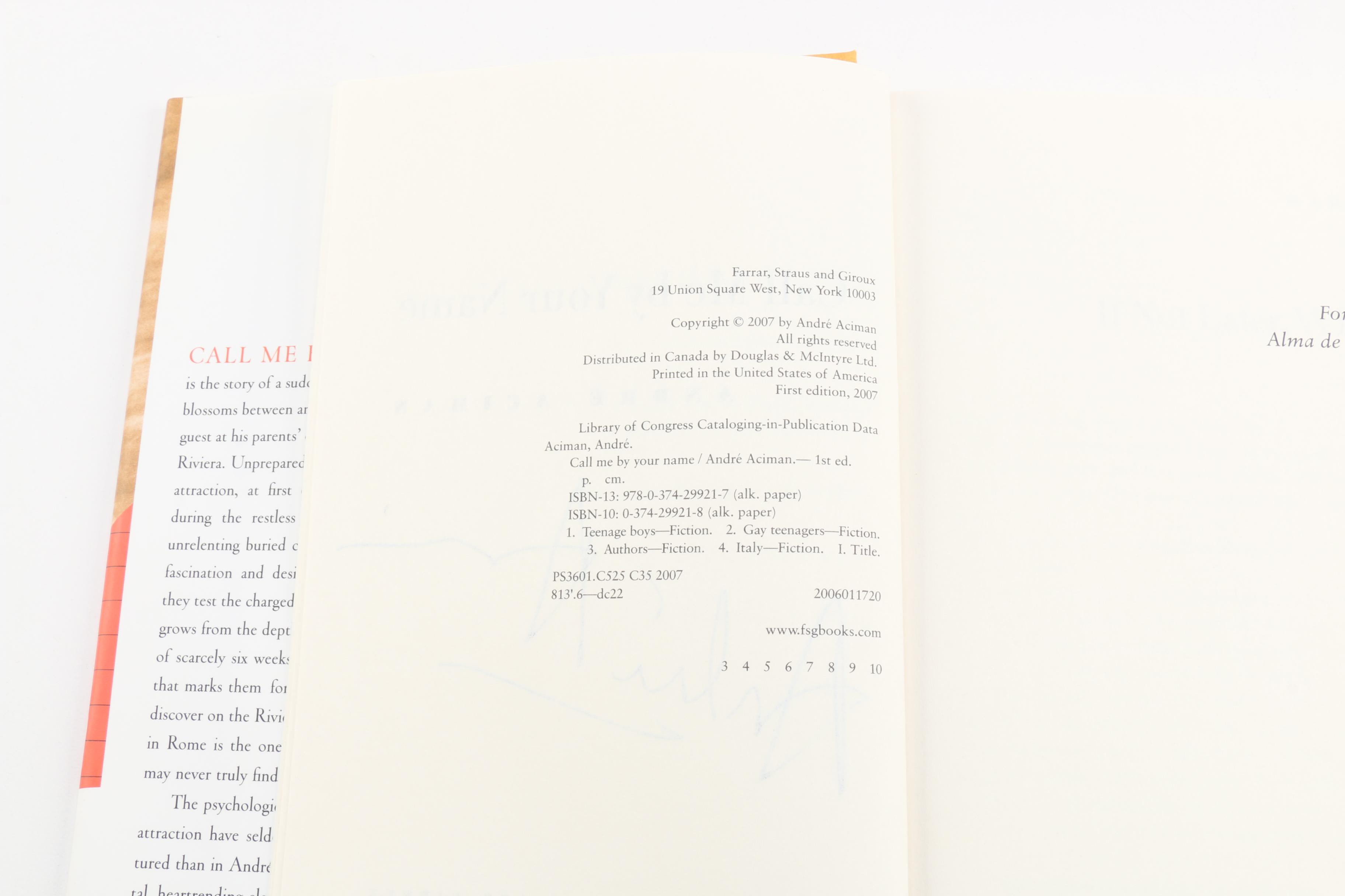 2007 Signed First Edition "Call Me By Your Name" by ‎André Aciman