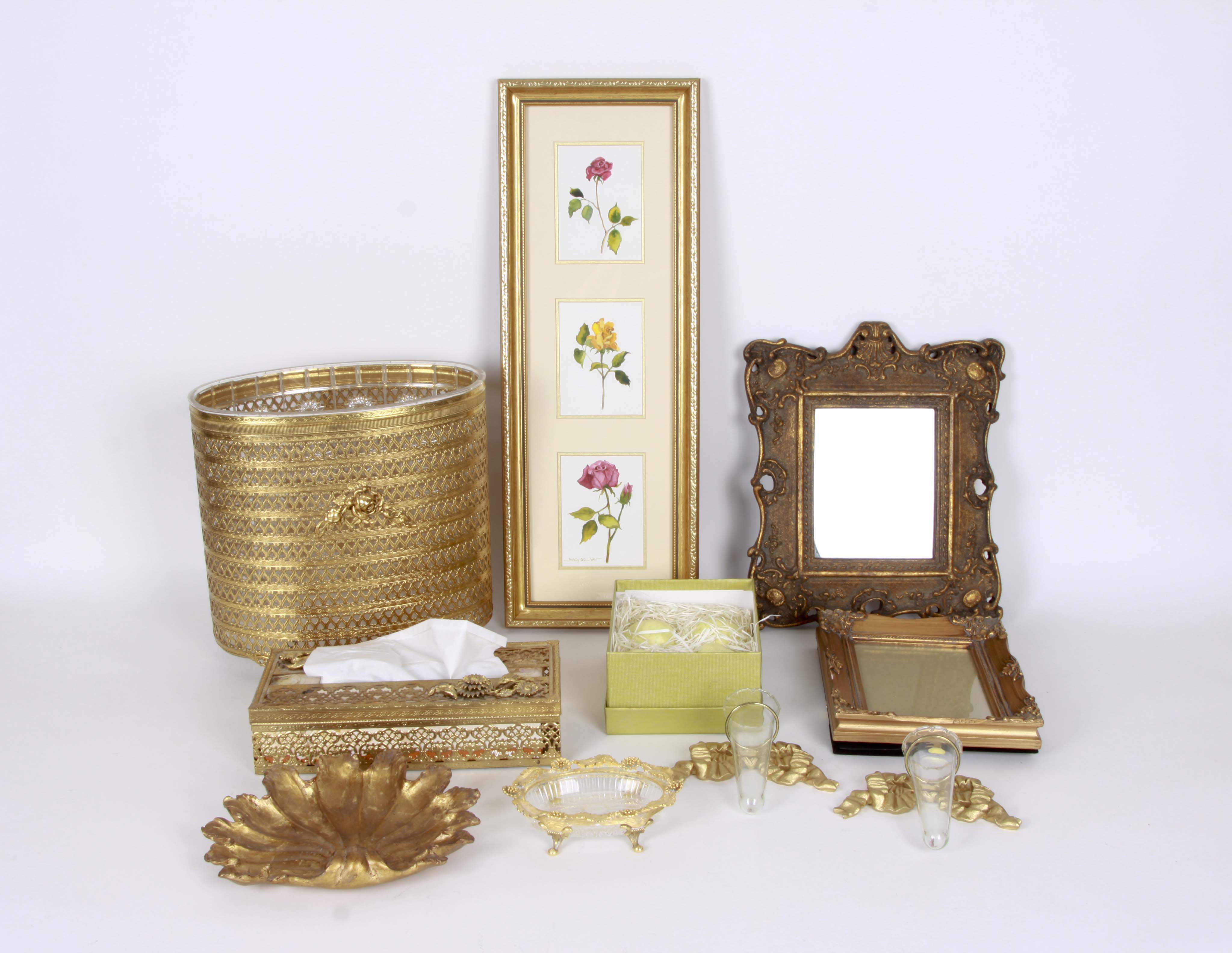 Bathroom Accessories and Decor Including an Original Watercolor