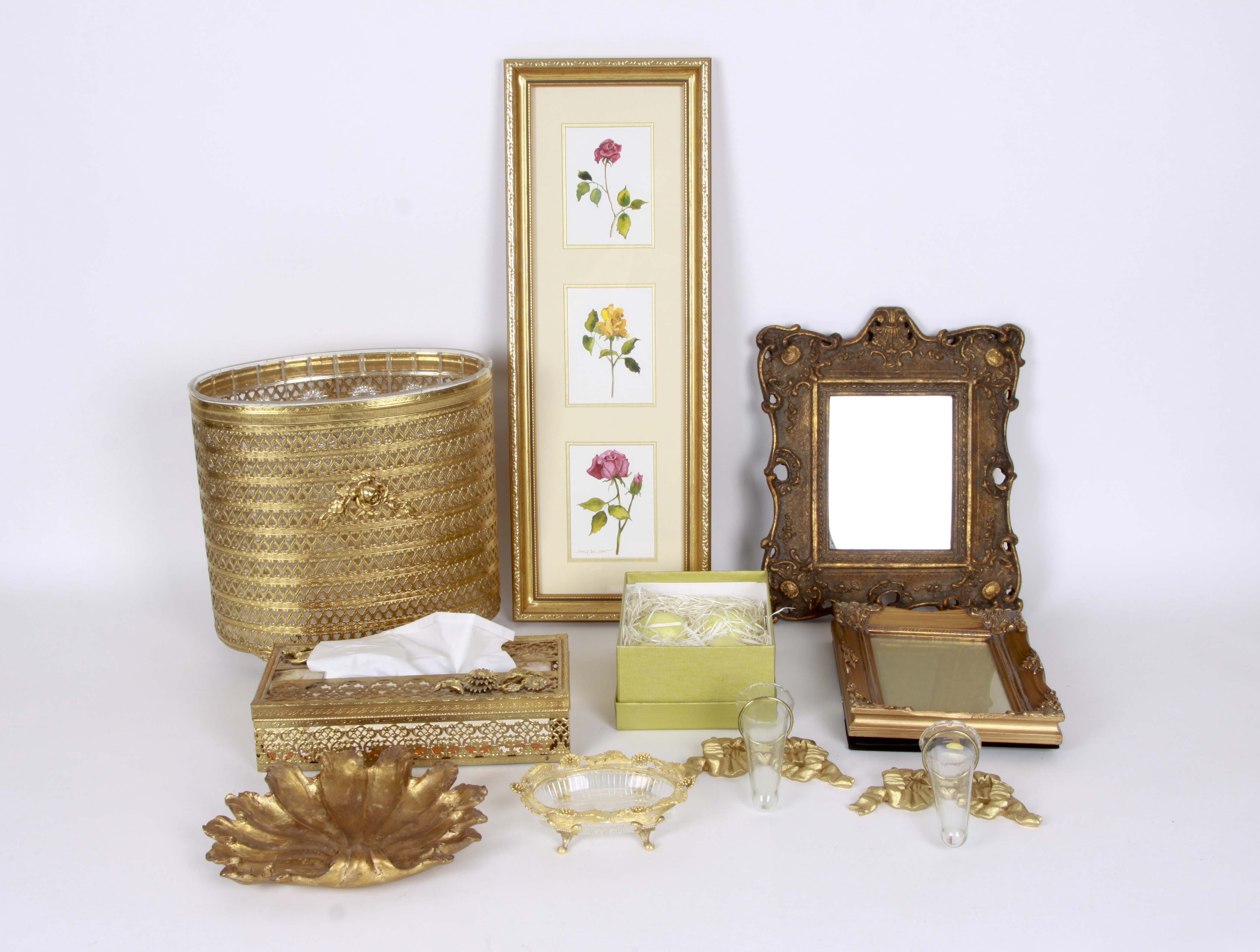 Bathroom Accessories and Decor Including an Original Watercolor