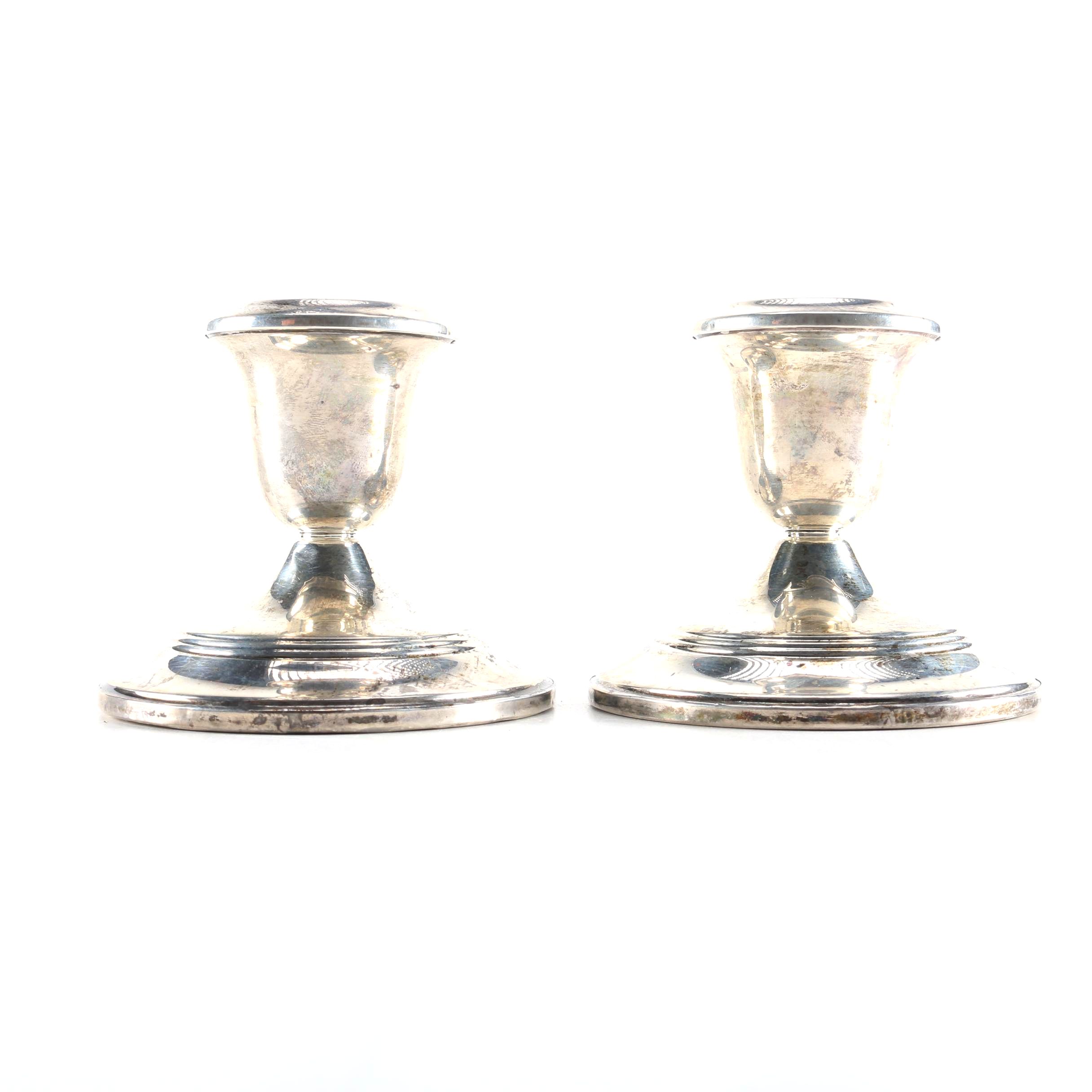Hunt Silver Weighted Sterling Silver Candleholders