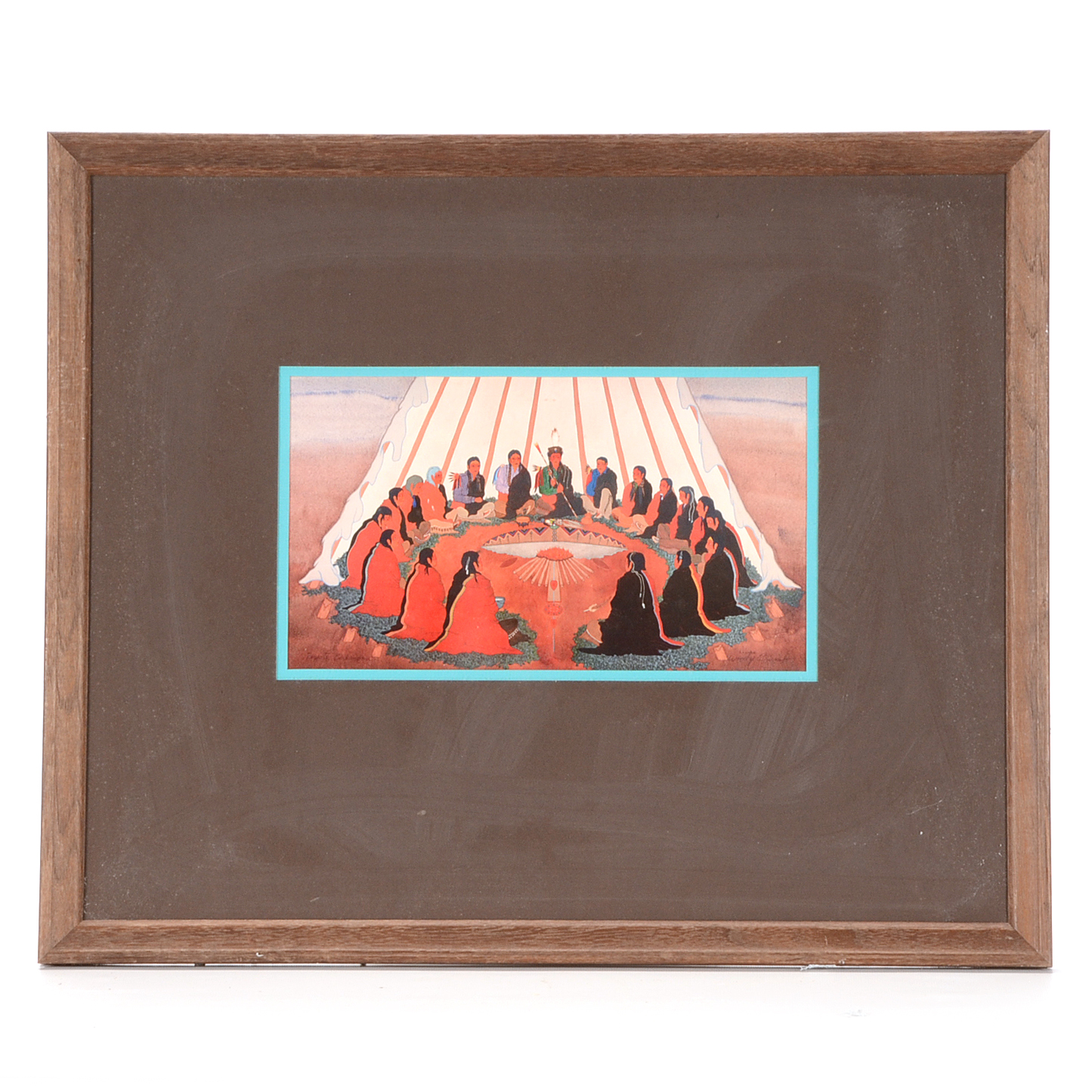 Woody Crumbo Signed Offset Lithograph "Peyote Ceremony"