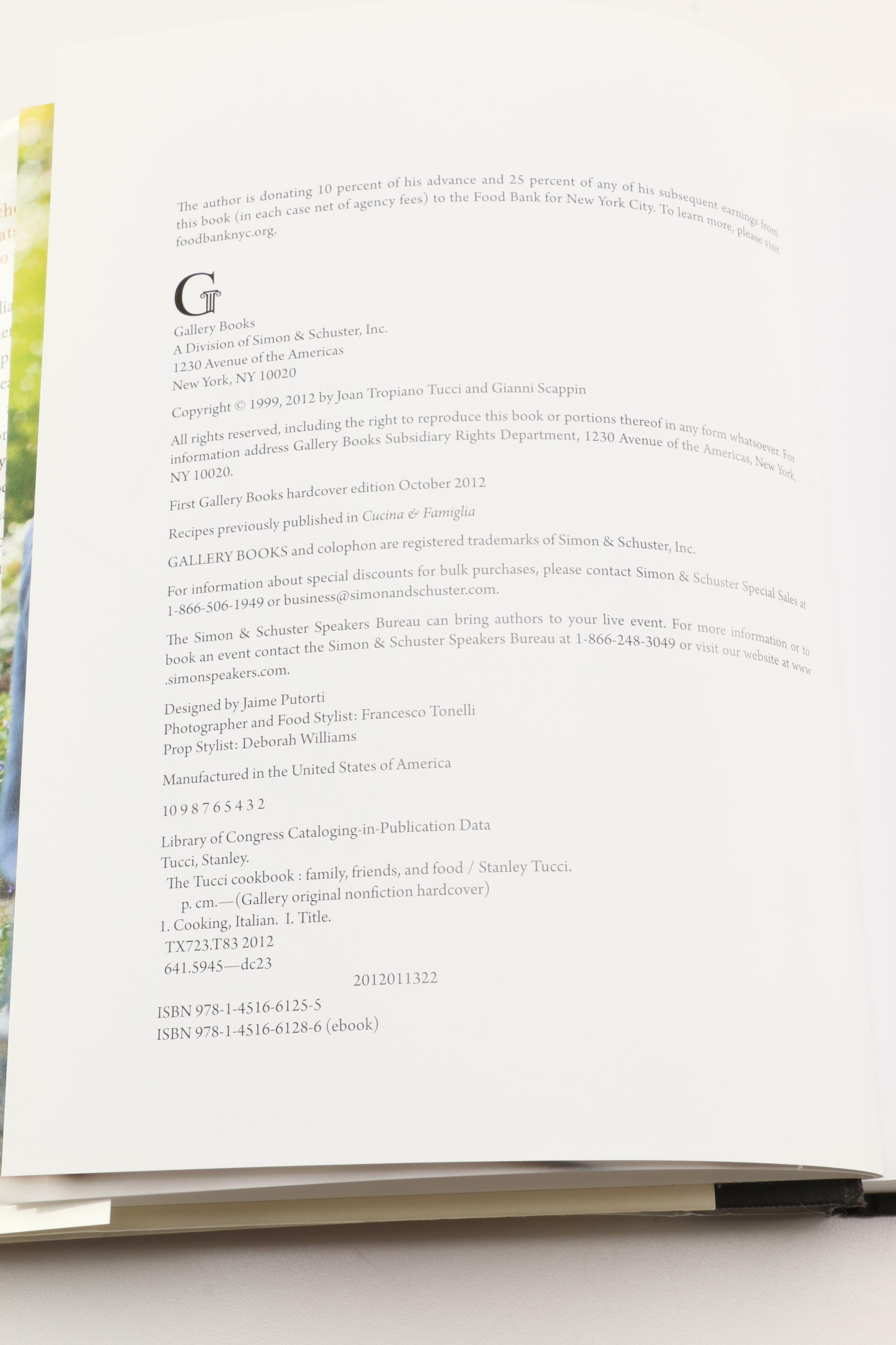 Signed Edition of "The Tucci Cookbook" by Stanley Tucci