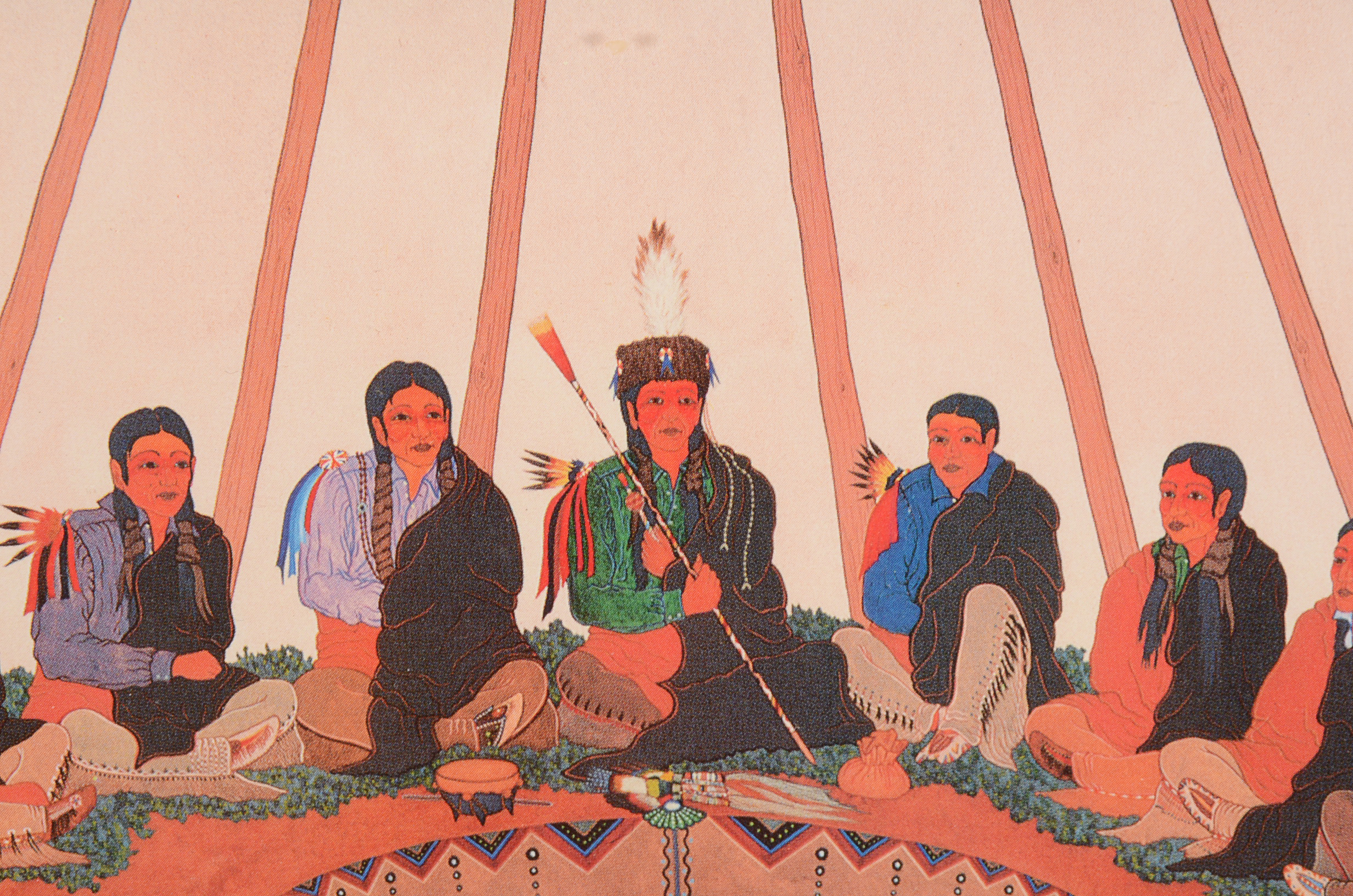 Woody Crumbo Signed Offset Lithograph "Peyote Ceremony"