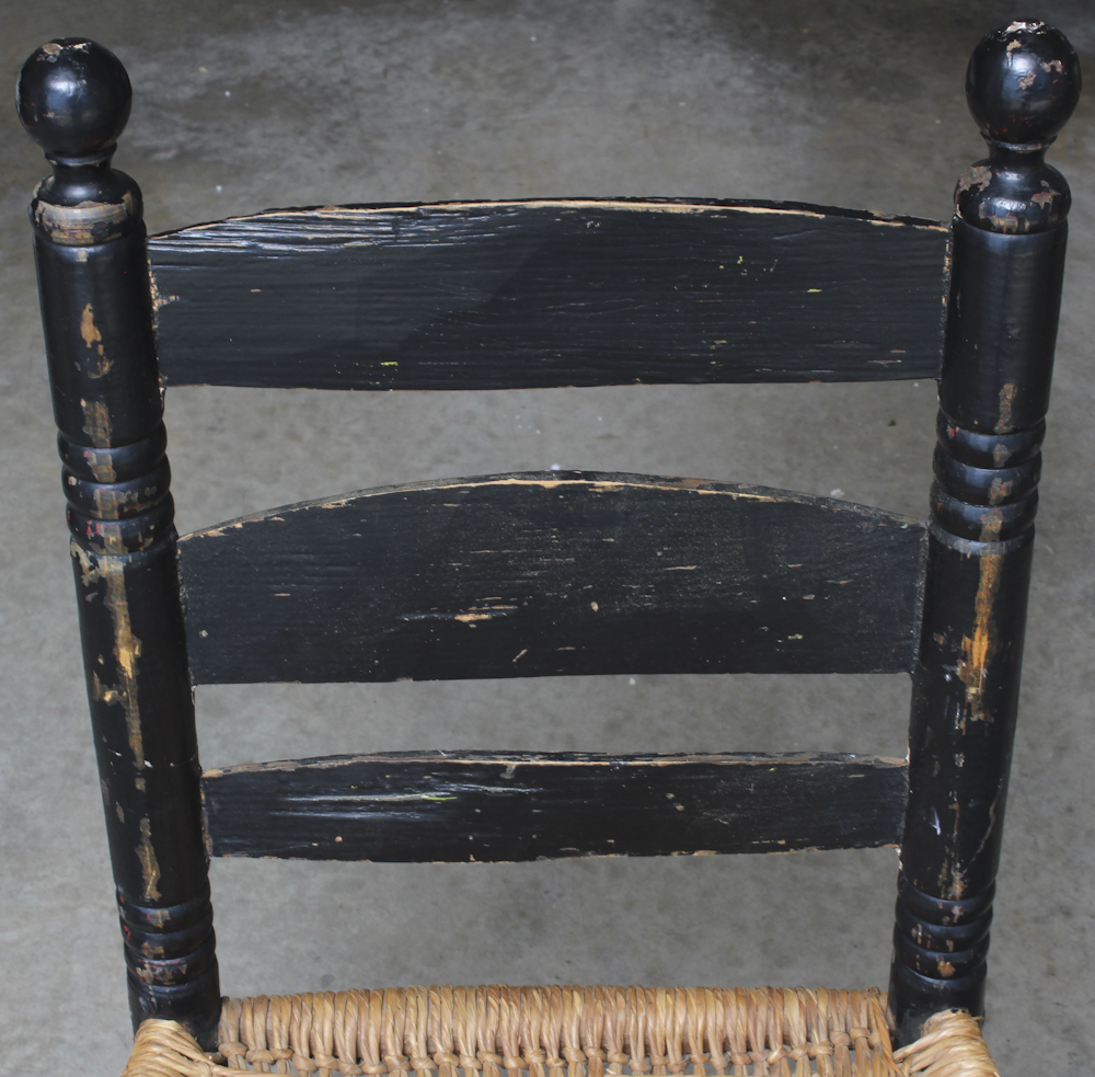 Antique Hand Hewn Chair With Rush Seat