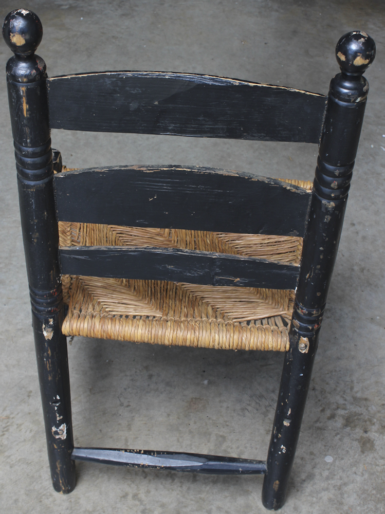 Antique Hand Hewn Chair With Rush Seat