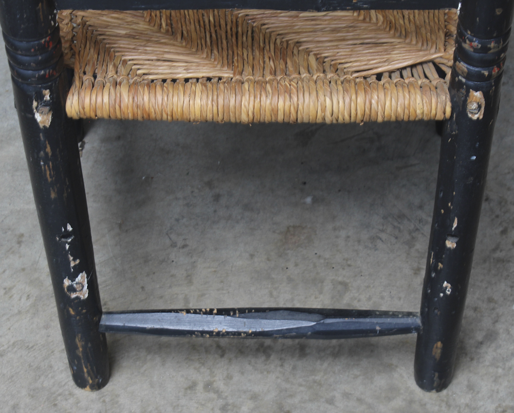 Antique Hand Hewn Chair With Rush Seat