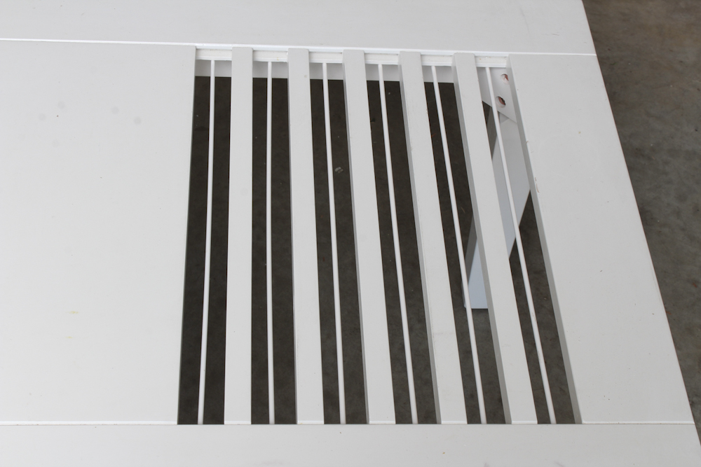 White Finish Shutter Style Accent Table