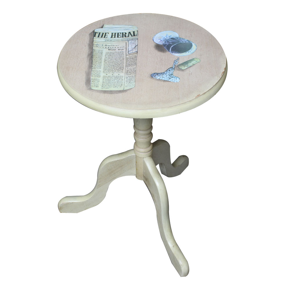Round Accent Table With Decal Applique Top by The Bombay Company
