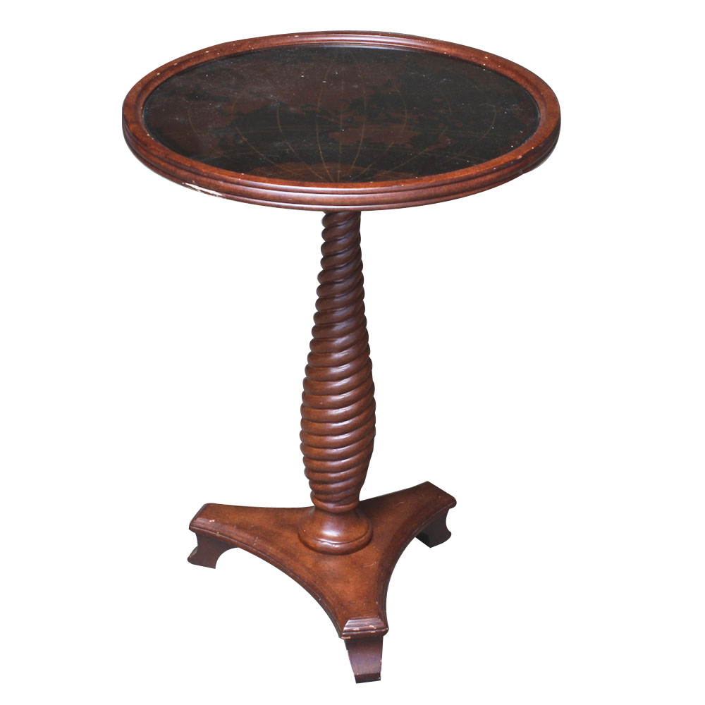 Round Top Candlestick Table With Applied Decal Top by Bombay