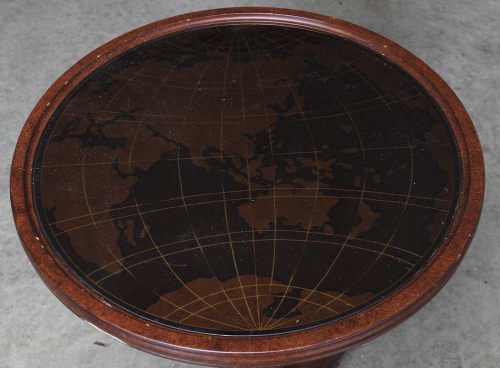 Round Top Candlestick Table With Applied Decal Top by Bombay