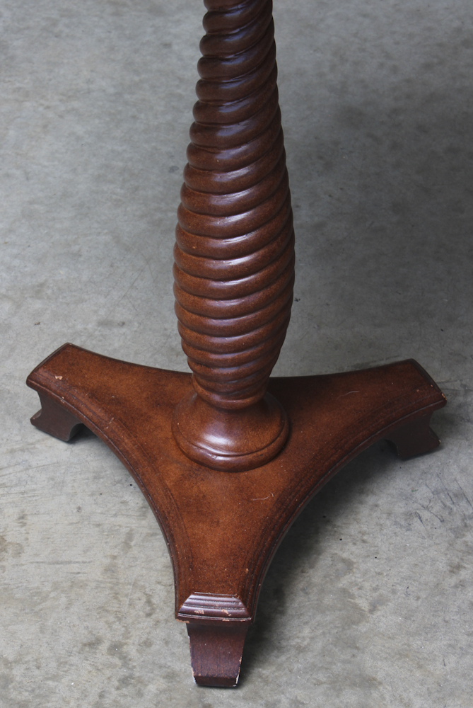 Round Top Candlestick Table With Applied Decal Top by Bombay