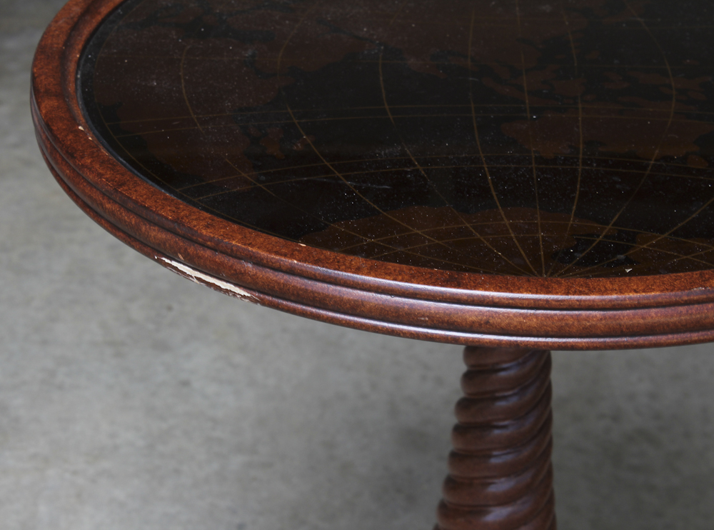 Round Top Candlestick Table With Applied Decal Top by Bombay