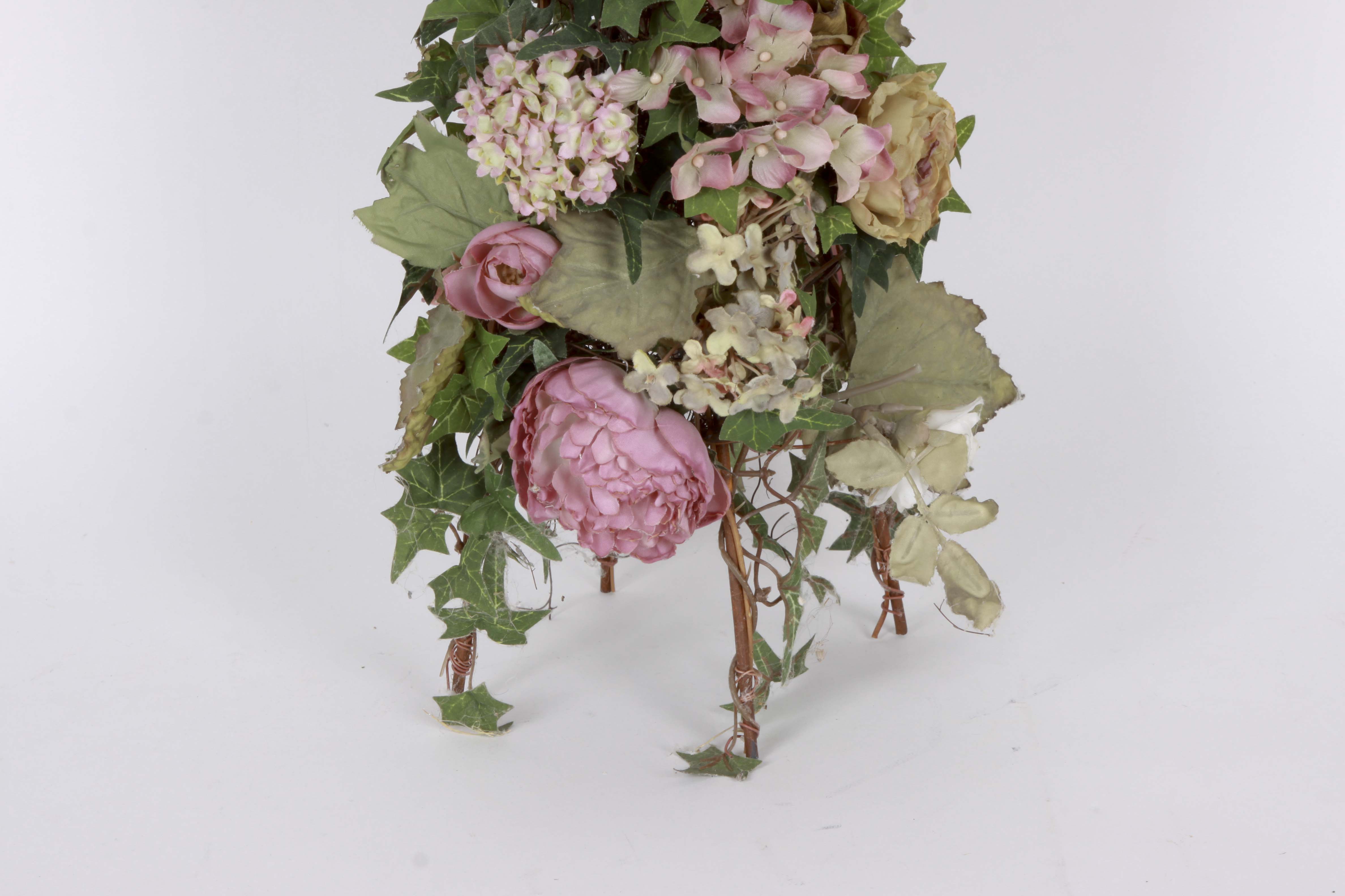 Assorted Floral Decor Including a Lamp and Plant Stand