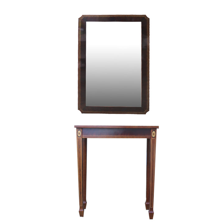 Rectangular Table and Mirror Including Inlay Details