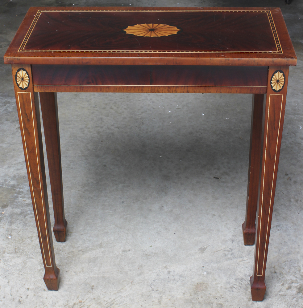 Rectangular Table and Mirror Including Inlay Details