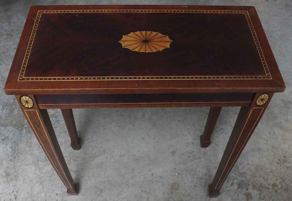 Rectangular Table and Mirror Including Inlay Details