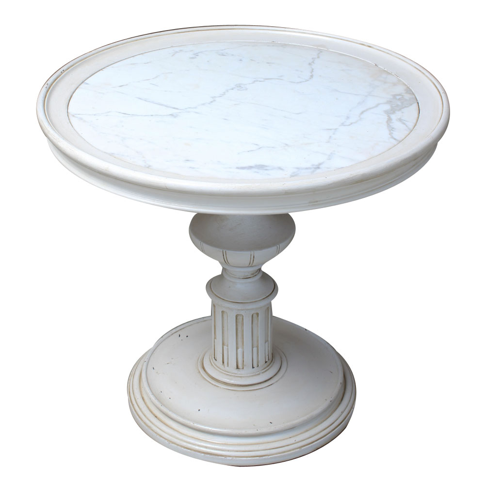 Round Gray Marble Pedestal Table