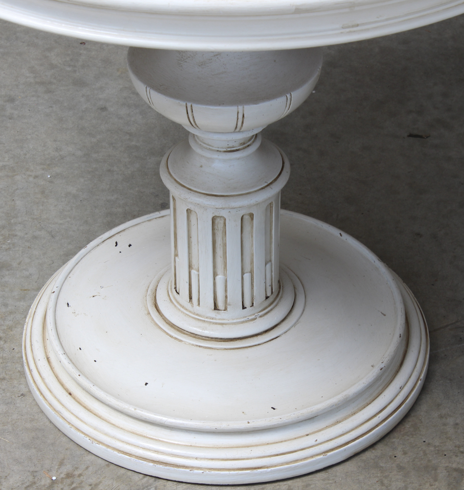 Round Gray Marble Pedestal Table