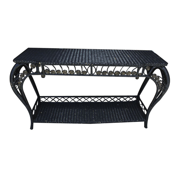Black Wicker Console Table