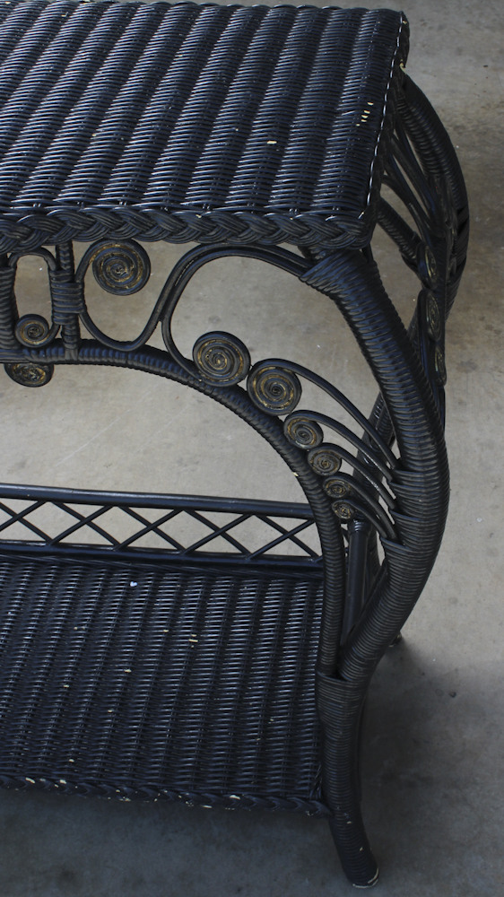 Black Wicker Console Table