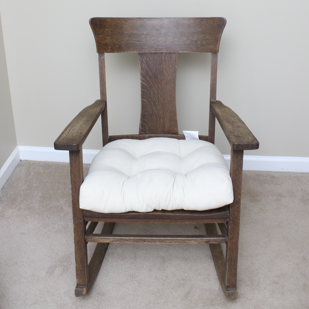 Antique Oak Rocking Chair Circa 1900s