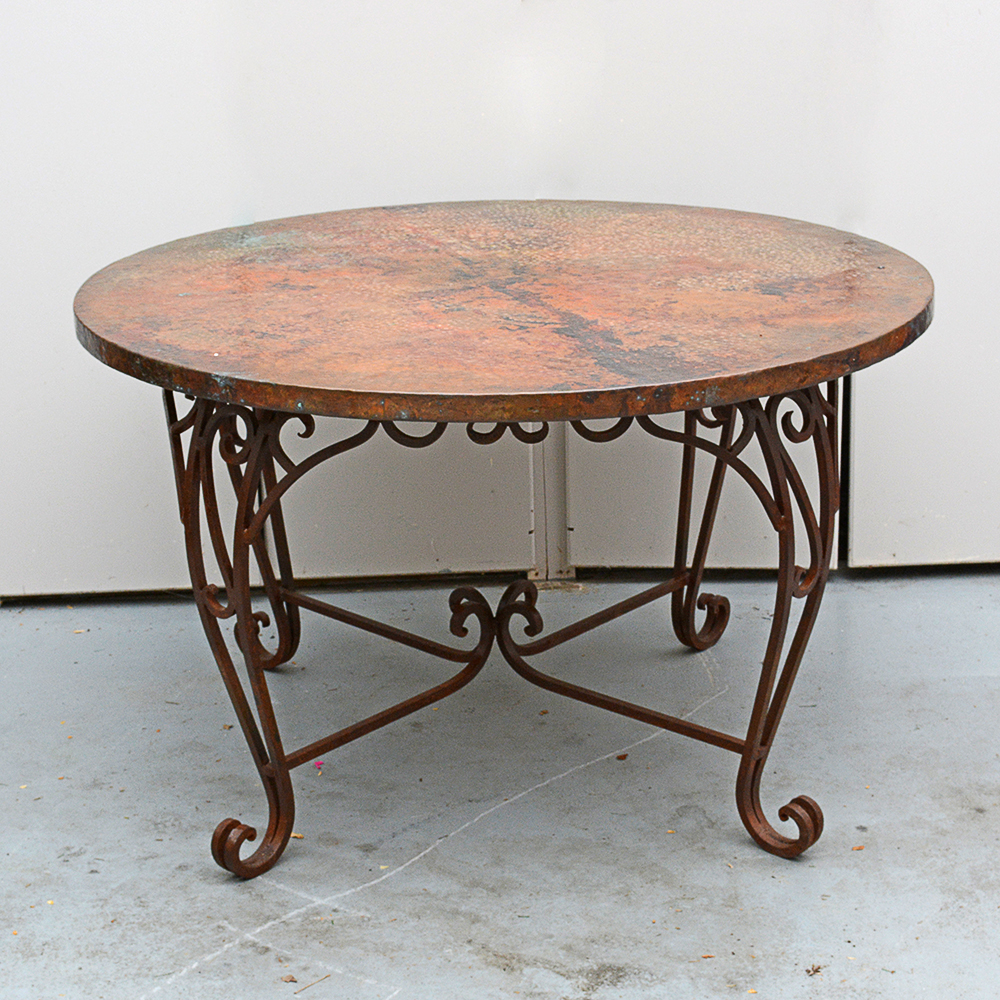 Mexican, Artisan Made Hammered Copper Table