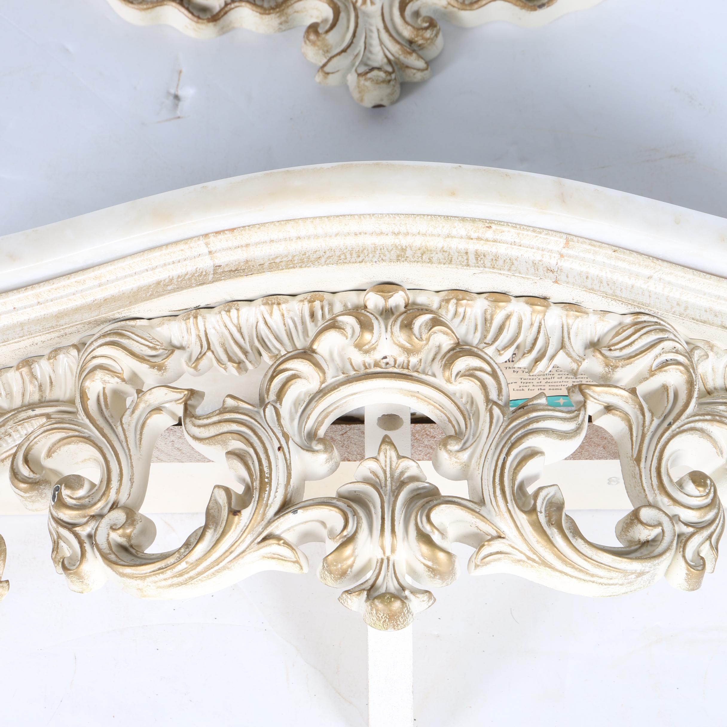 Vintage Rococo Style Wall Mirror and Marble Top Shelf