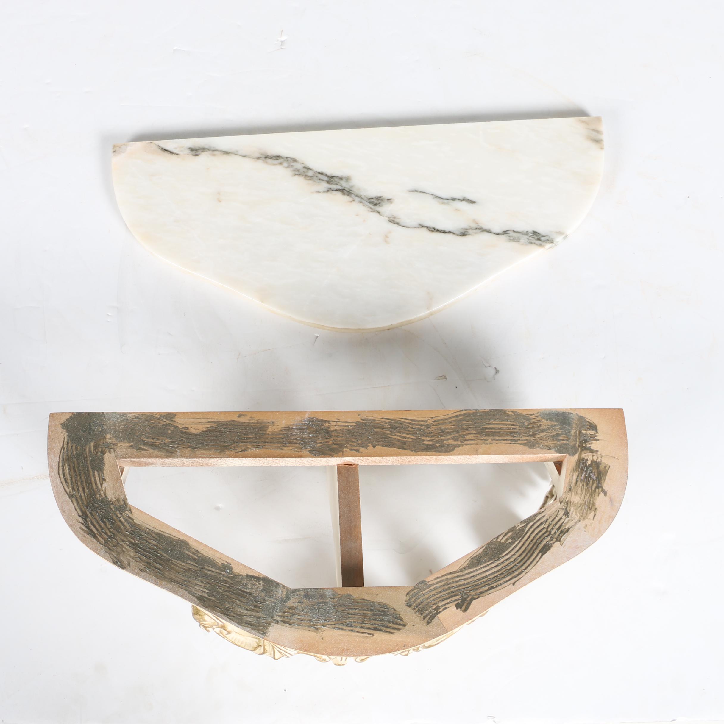 Vintage Rococo Style Wall Mirror and Marble Top Shelf