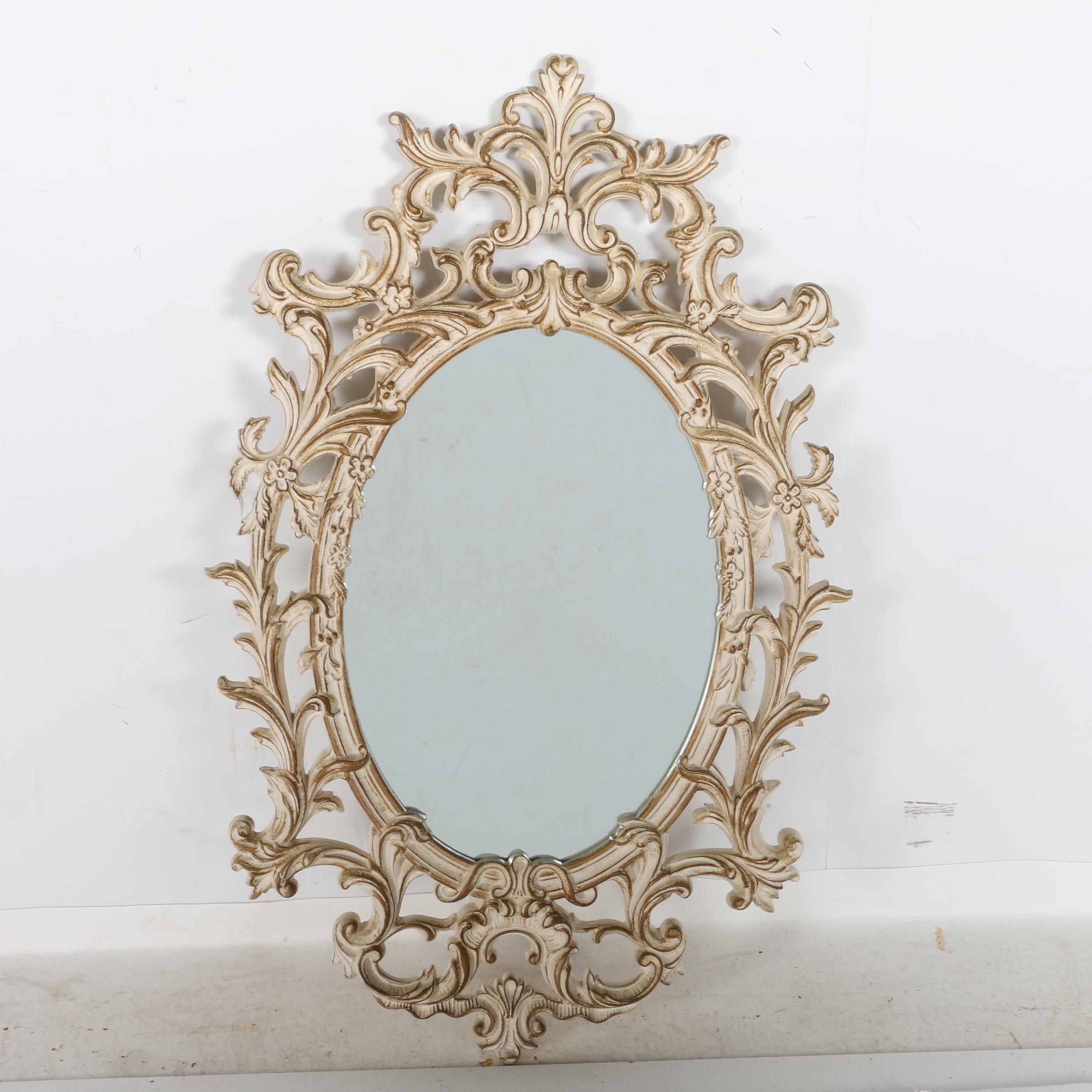 Vintage Rococo Style Wall Mirror and Marble Top Shelf