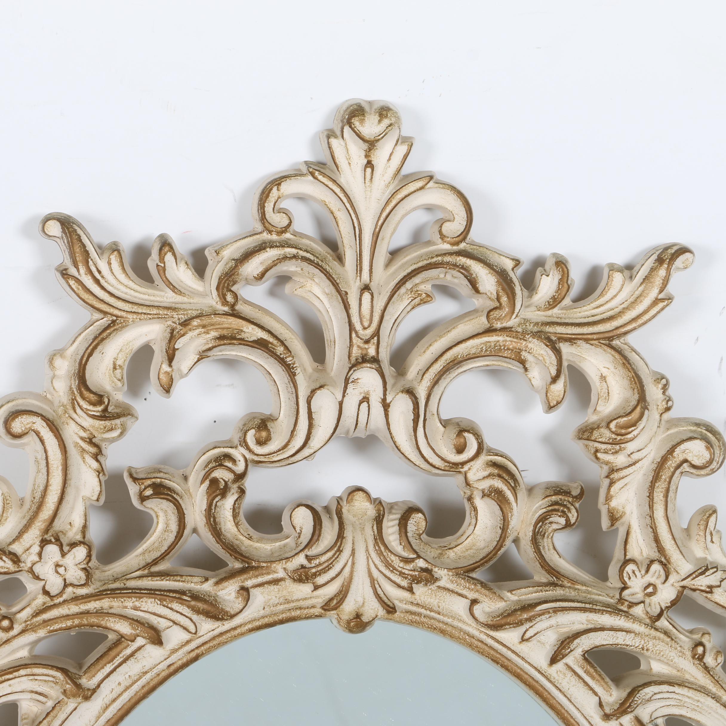 Vintage Rococo Style Wall Mirror and Marble Top Shelf