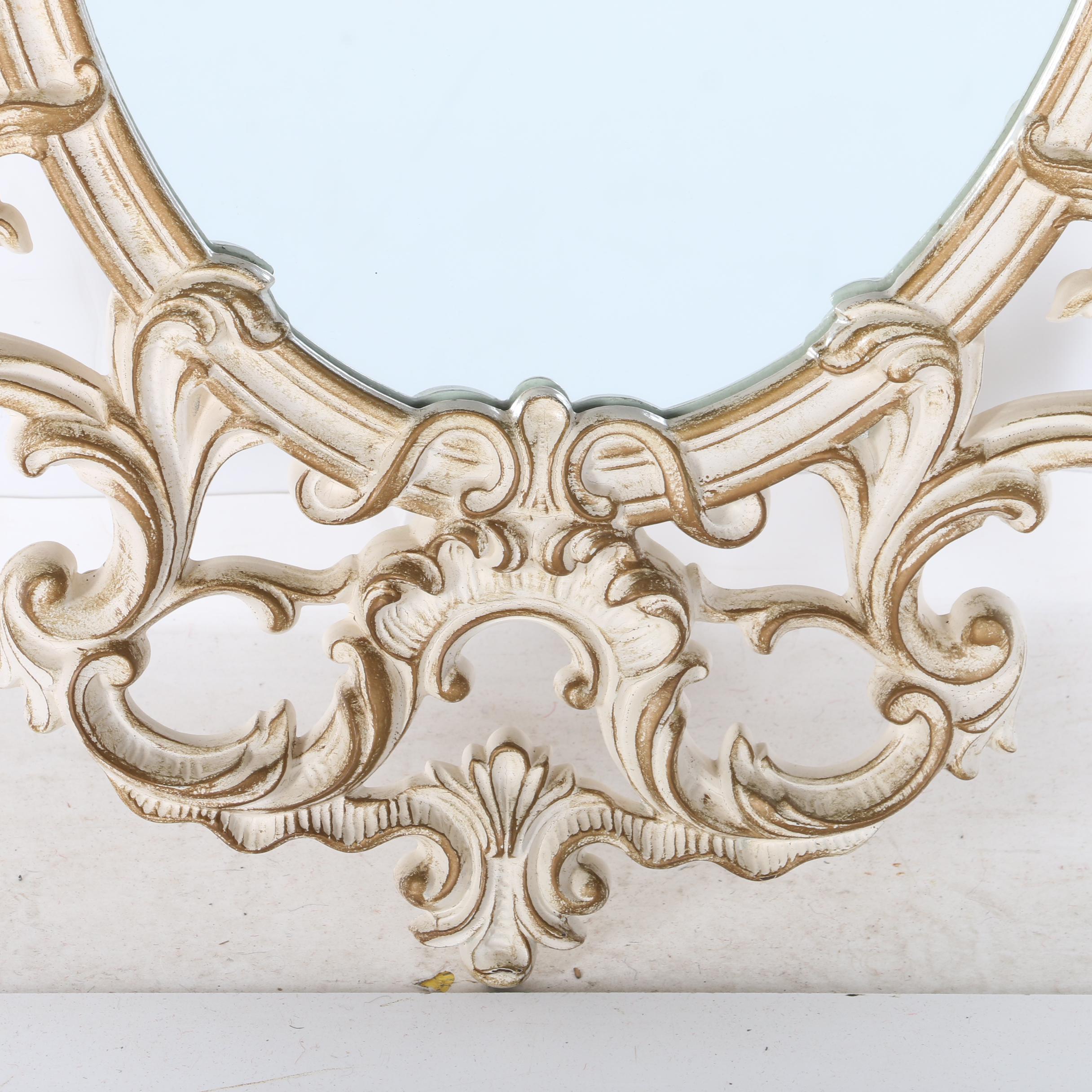 Vintage Rococo Style Wall Mirror and Marble Top Shelf