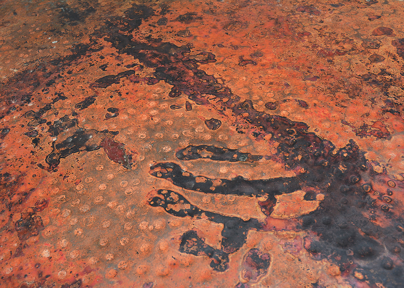 Mexican, Artisan Made Hammered Copper Table