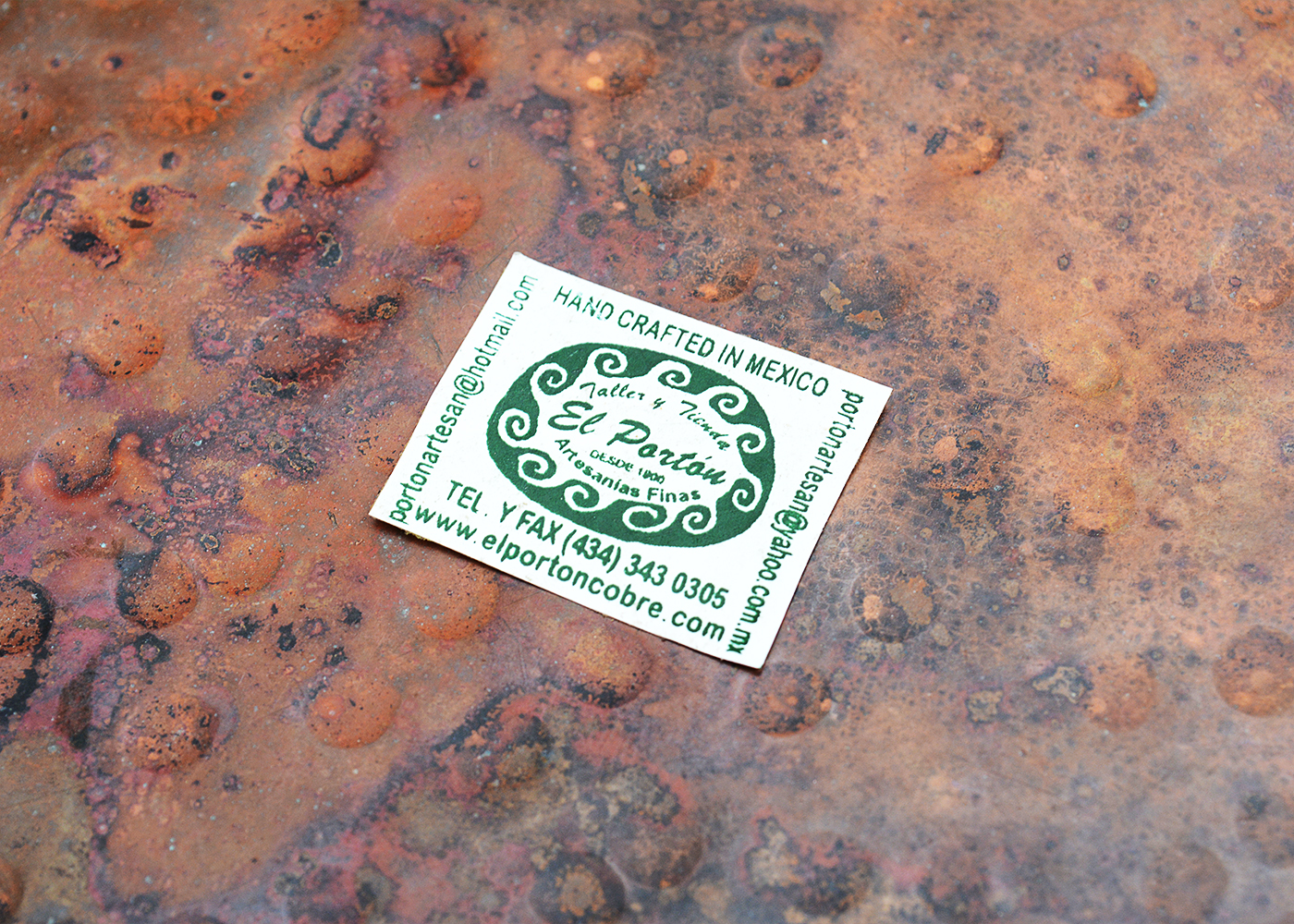 Mexican, Artisan Made Hammered Copper Table