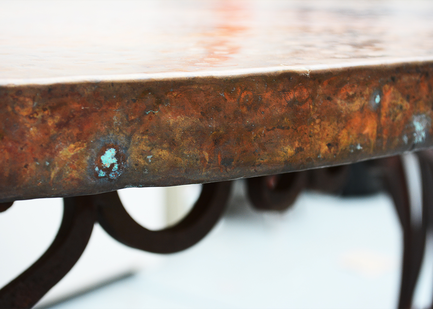 Mexican, Artisan Made Hammered Copper Table