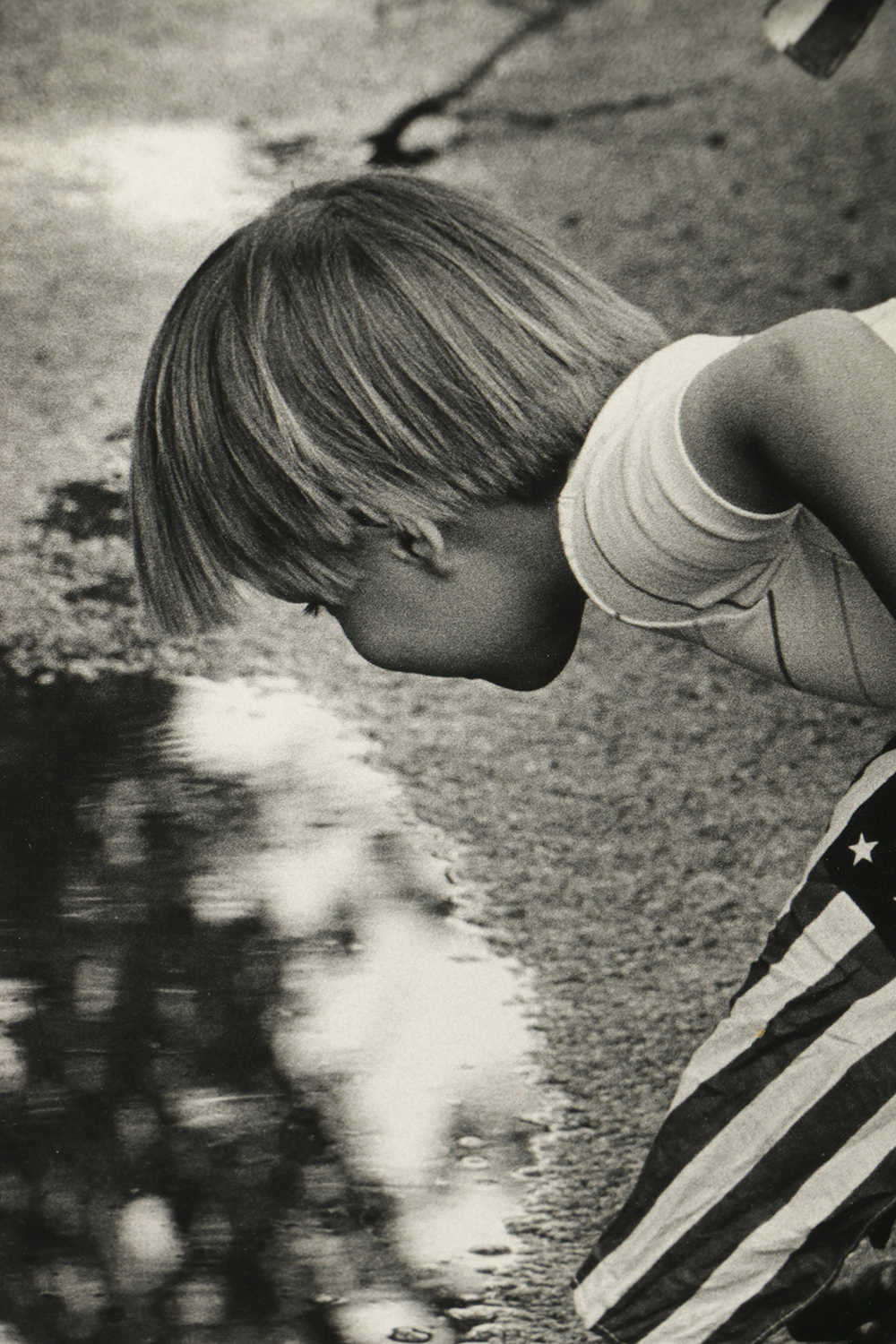 Mauney Black and White Cibachrome Photograph "Two Kids with Flags"
