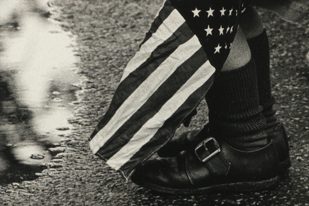 Mauney Black and White Cibachrome Photograph "Two Kids with Flags"
