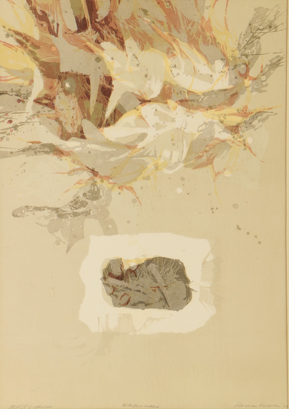 Romas Viesulas Artist's Proof Lithograph on Paper "Emplumada"