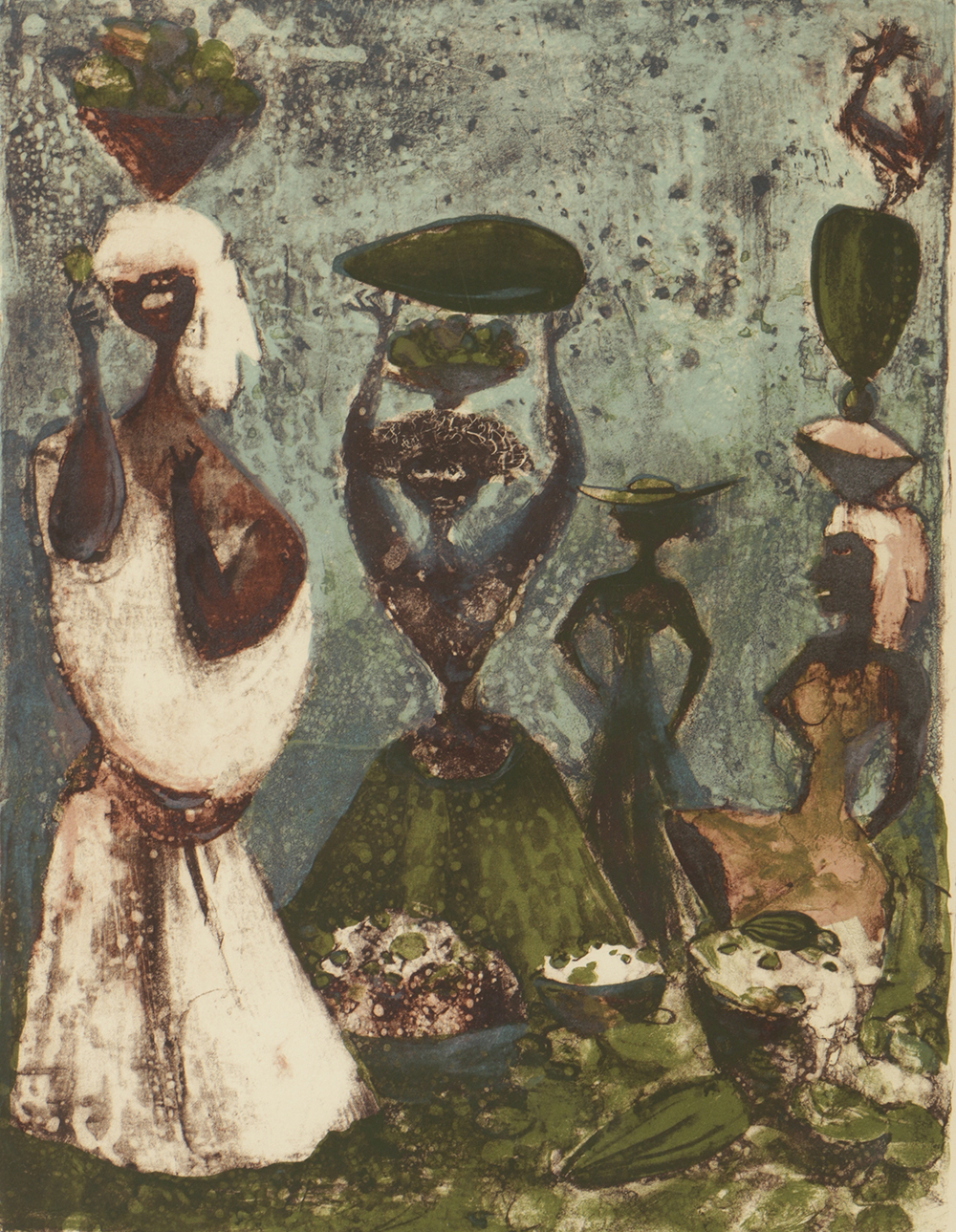 Adolf Dehn Limited Edition Woodblock on Paper "Four Caribs"