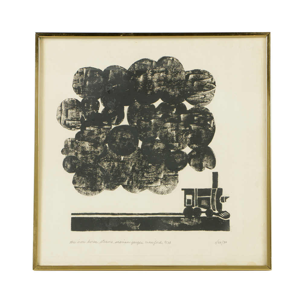 Marian Garges Crawford Limited Edition Woodblock on Paper "The Iron Horse Steams"