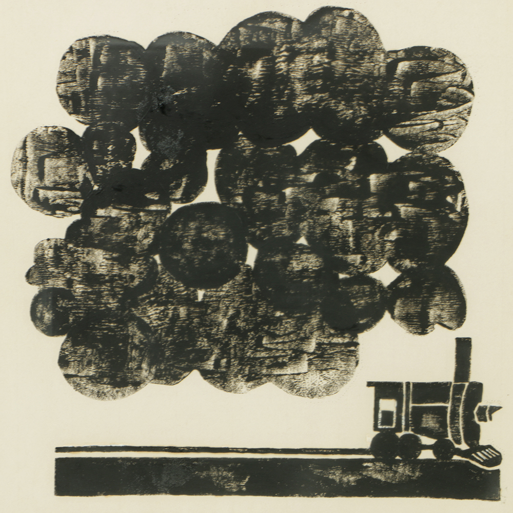 Marian Garges Crawford Limited Edition Woodblock on Paper "The Iron Horse Steams"