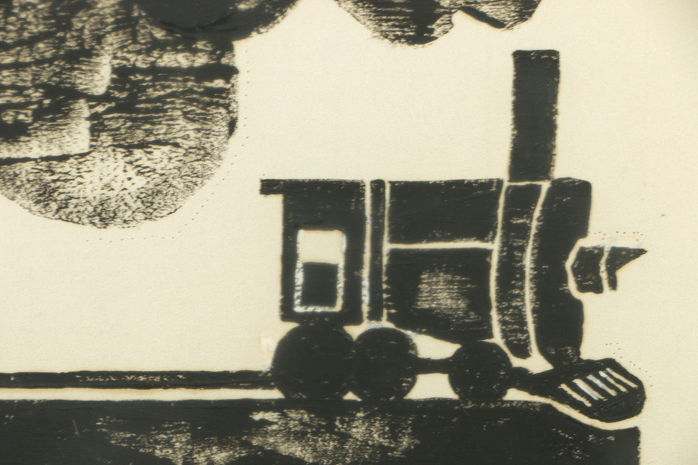 Marian Garges Crawford Limited Edition Woodblock on Paper "The Iron Horse Steams"