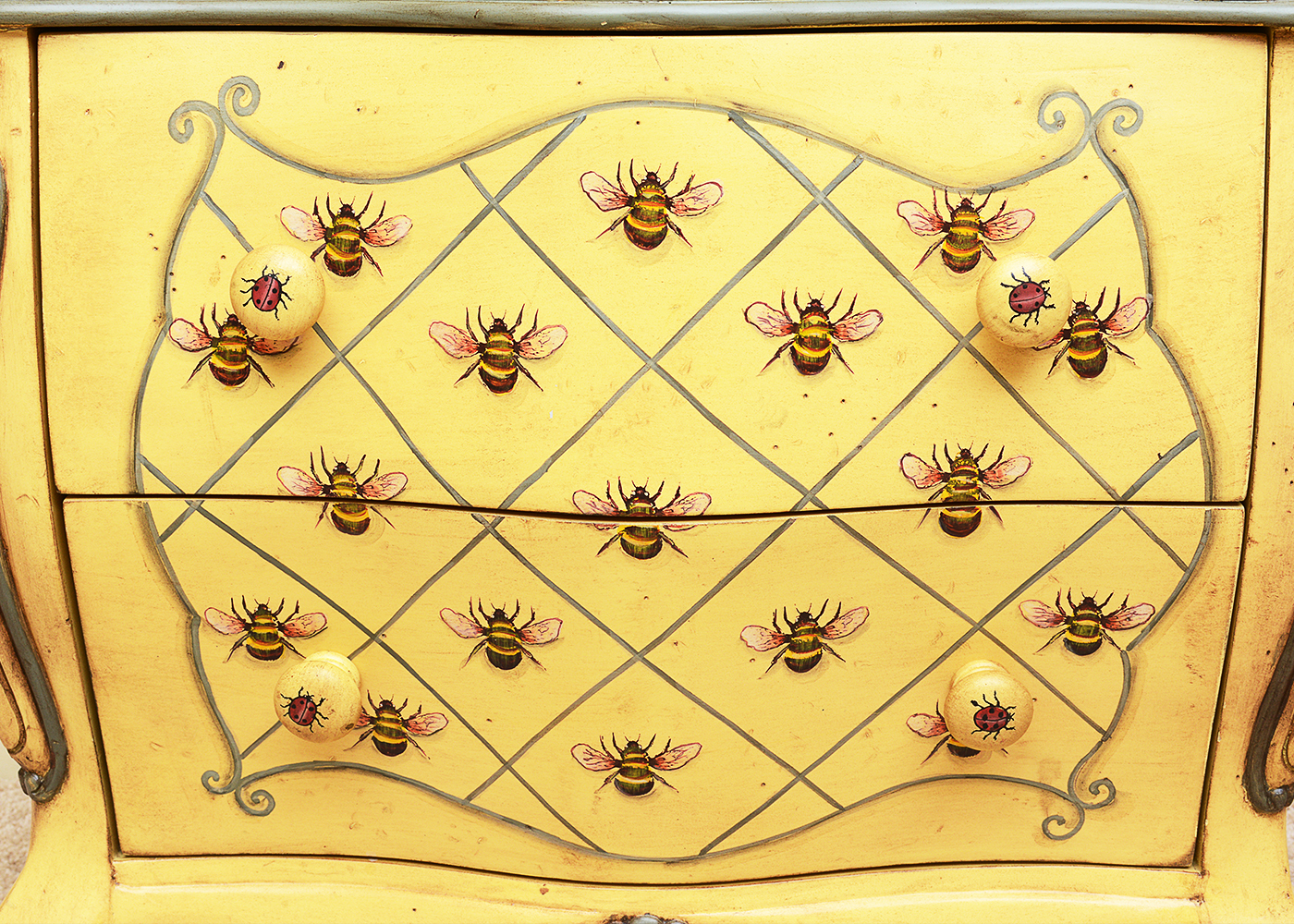 Bombe Chest of Drawers With Bee and Beetle Motif