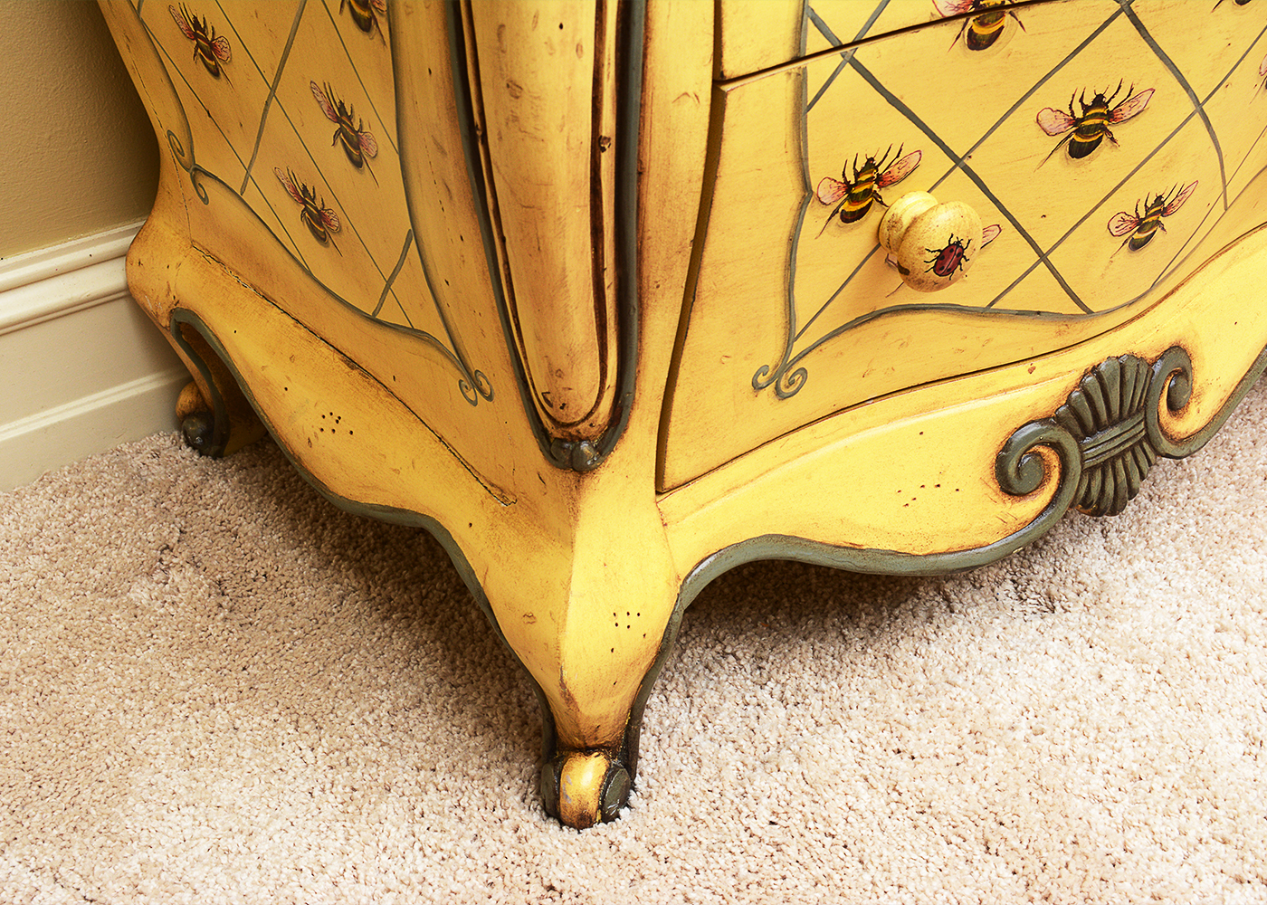 Bombe Chest of Drawers With Bee and Beetle Motif